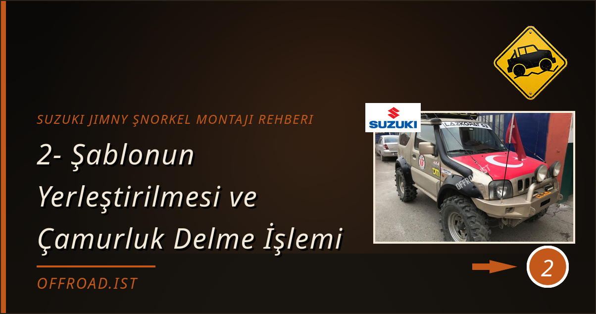 suzuki jimny şnorkel montajı rehberi - 2- Şablonun Yerleştirilmesi ve Çamurluk Delme İşlemi