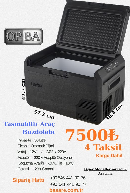 OP BA 30 Litre Kompresörlü Taşınabilir Araç Buzdolabı