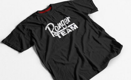Pamuklu Penye Kumaş Regular Fit (Klasik Kesim) RANGER TEAM Baskılı Siyah Tişört