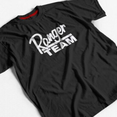 Pamuklu Penye Kumaş Regular Fit (Klasik Kesim) RANGER TEAM Baskılı Siyah Tişört
