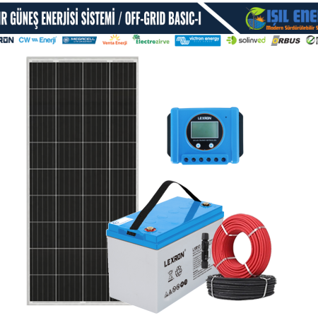 HAZIR GÜNEŞ ENERJİSİ SİSTEMİ - KARAVAN/BAĞ EVİ PAKETİ - OFF-GRID BASIC-I - 1280WH