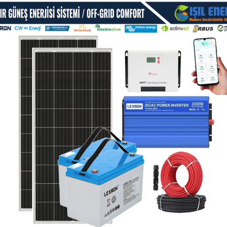 HAZIR GÜNEŞ ENERJİSİ SİSTEMİ - KARAVAN/BAĞ EVİ PAKETİ - OFF-GRID COMFORT - 2688WH